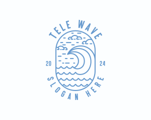 Surfing Sea Waves logo design