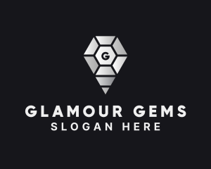 Gemstone Jewelry Pin Location logo design