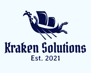 Kraken Viking Ship logo