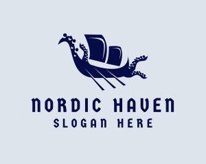 Kraken Viking Ship logo