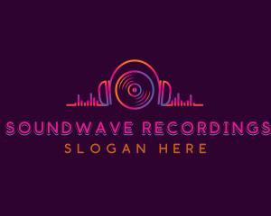 Music Headphones Record logo design