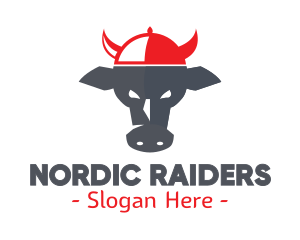 Cow Viking Helmet logo design