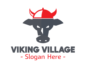 Cow Viking Helmet logo design