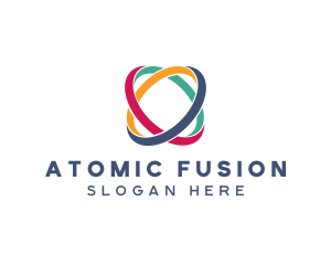 Nuclear Atom Rings logo design