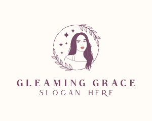 Woman Hair Sparkle logo design