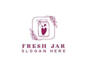 Organic Jar Heart  logo design