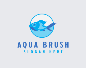 Swimming Aquarium Fish logo design