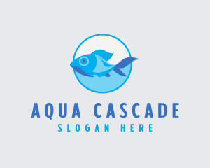 Swimming Aquarium Fish logo design