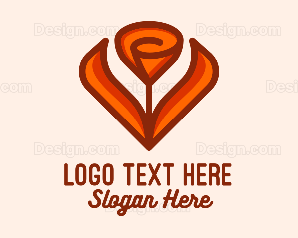 Orange Tulip Flower Logo