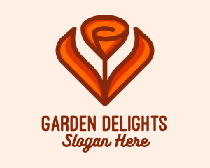 Orange Tulip Flower  logo design