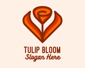 Orange Tulip Flower  logo design