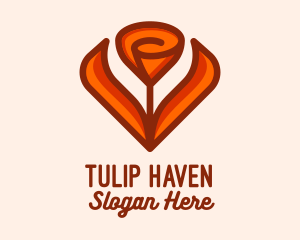 Orange Tulip Flower  logo design