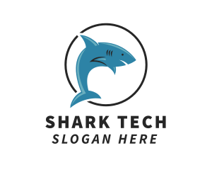 Swimming Shark Surf Gear logo design