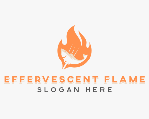 Flame Fish Barbecue Grill logo design