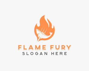 Flame Fish Barbecue Grill logo design