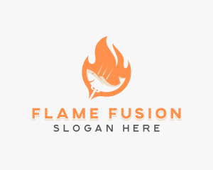 Flame Fish Barbecue Grill logo design