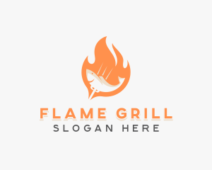 Flame Fish Barbecue Grill logo design