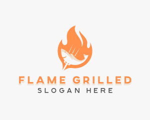 Flame Fish Barbecue Grill logo design