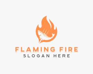 Flame Fish Barbecue Grill logo design