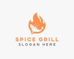 Flame Fish Barbecue Grill logo design