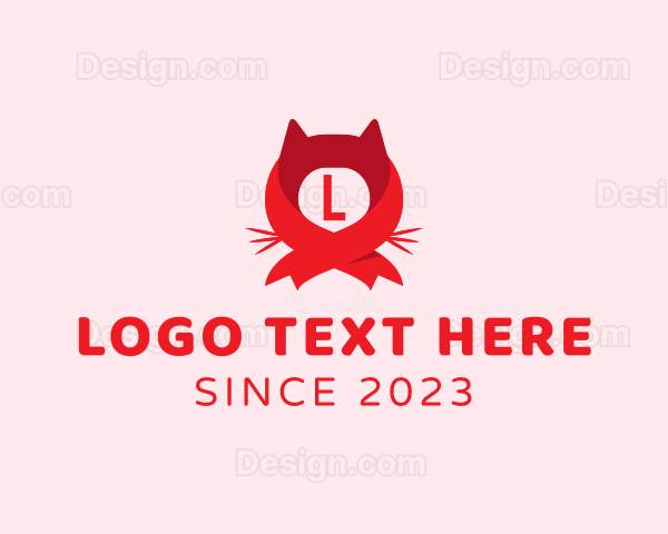 Ribbon Cat Head Kitty Logo