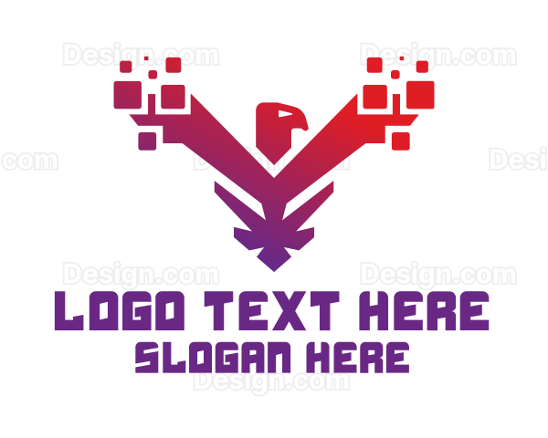 Modern Falcon  Pixels Logo