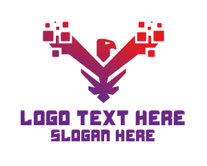 Modern Falcon  Pixels logo design