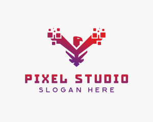 Modern Falcon  Pixels logo design