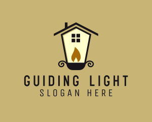  House Candle Lamp logo design