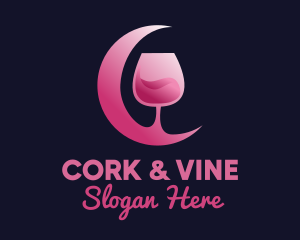 Pink Moon Cocktail logo design