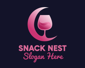 Pink Moon Cocktail logo design