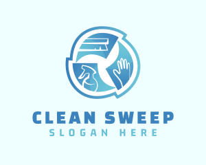 Blue Housekeeper Cleaning logo design