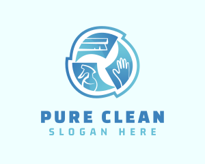 Blue Housekeeper Cleaning logo design