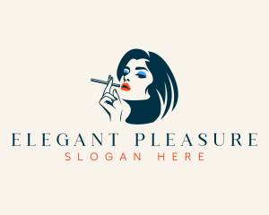 Adult Woman Smoking logo design