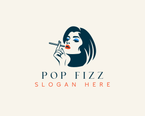 Adult Woman Smoking logo design