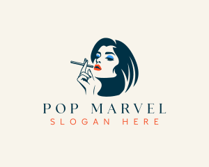 Adult Woman Smoking logo design