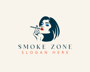 Adult Woman Smoking logo design