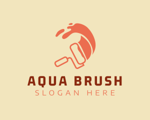 Roller Brush Paint Drip logo design