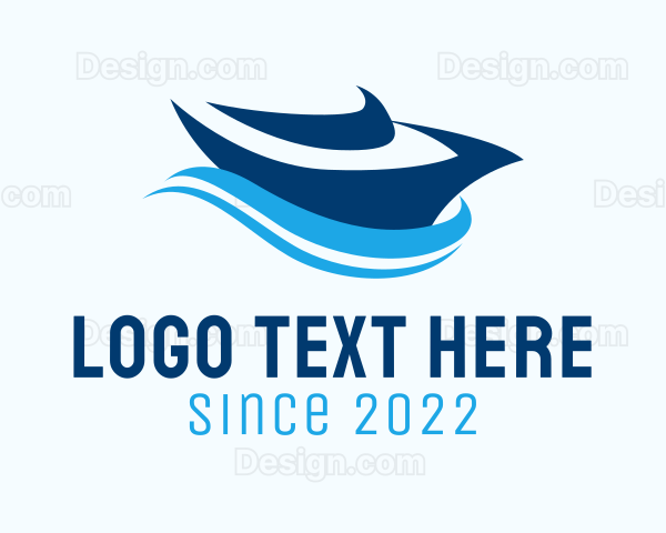 Blue Sailing Speedboat Logo