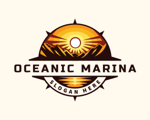 Mountain Ocean Compass logo design