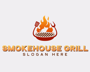 Roast Pig Grilling BBQ logo design