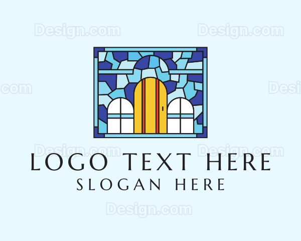 Decorative House Stained Glass Logo