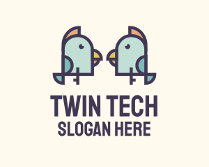 Twin Talking Birds logo design