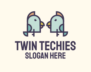 Twin Talking Birds logo design