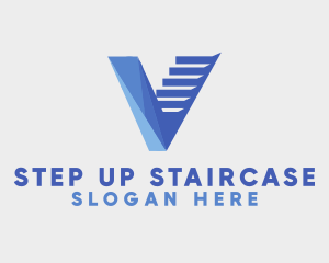Modern Staircase Letter V logo