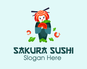 Japanese Sushi Geisha logo design