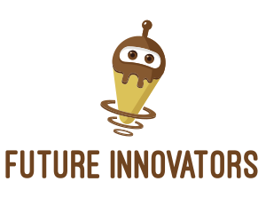 Robot Chocolate Ice Cream logo design