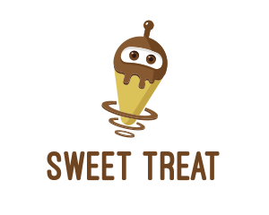 Robot Chocolate Ice Cream logo design