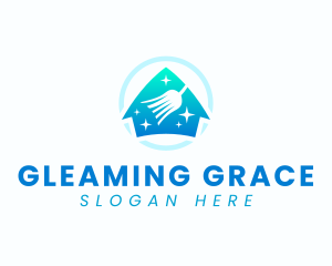 Home Sparkle Clean Broom logo design