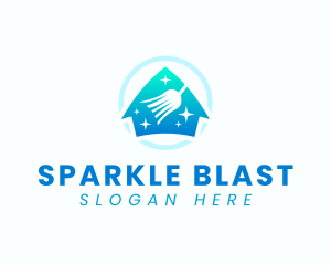 Home Sparkle Clean Broom logo design